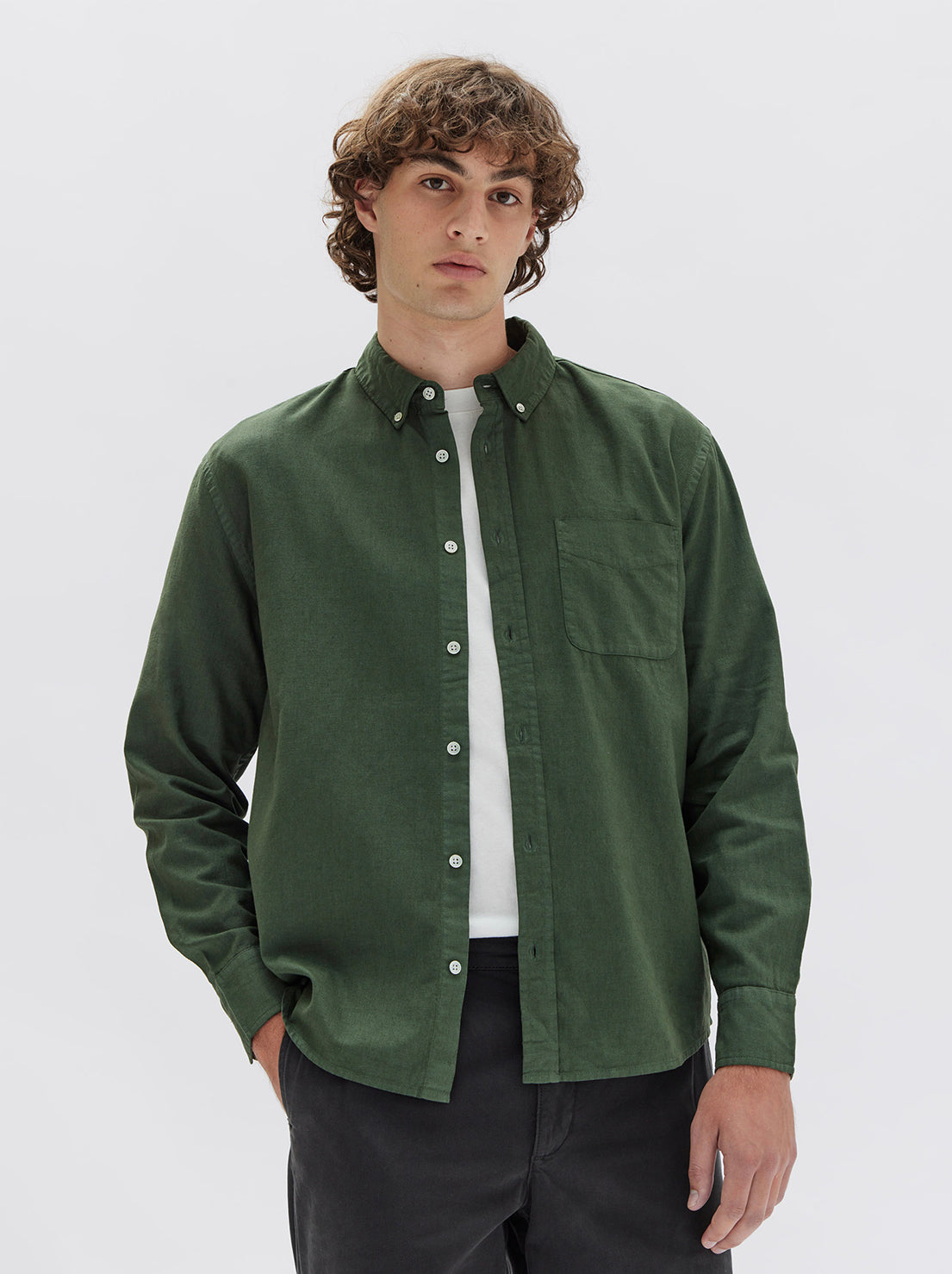 Assembly - Everyday Linen Long Sleeve Shirt - Forest