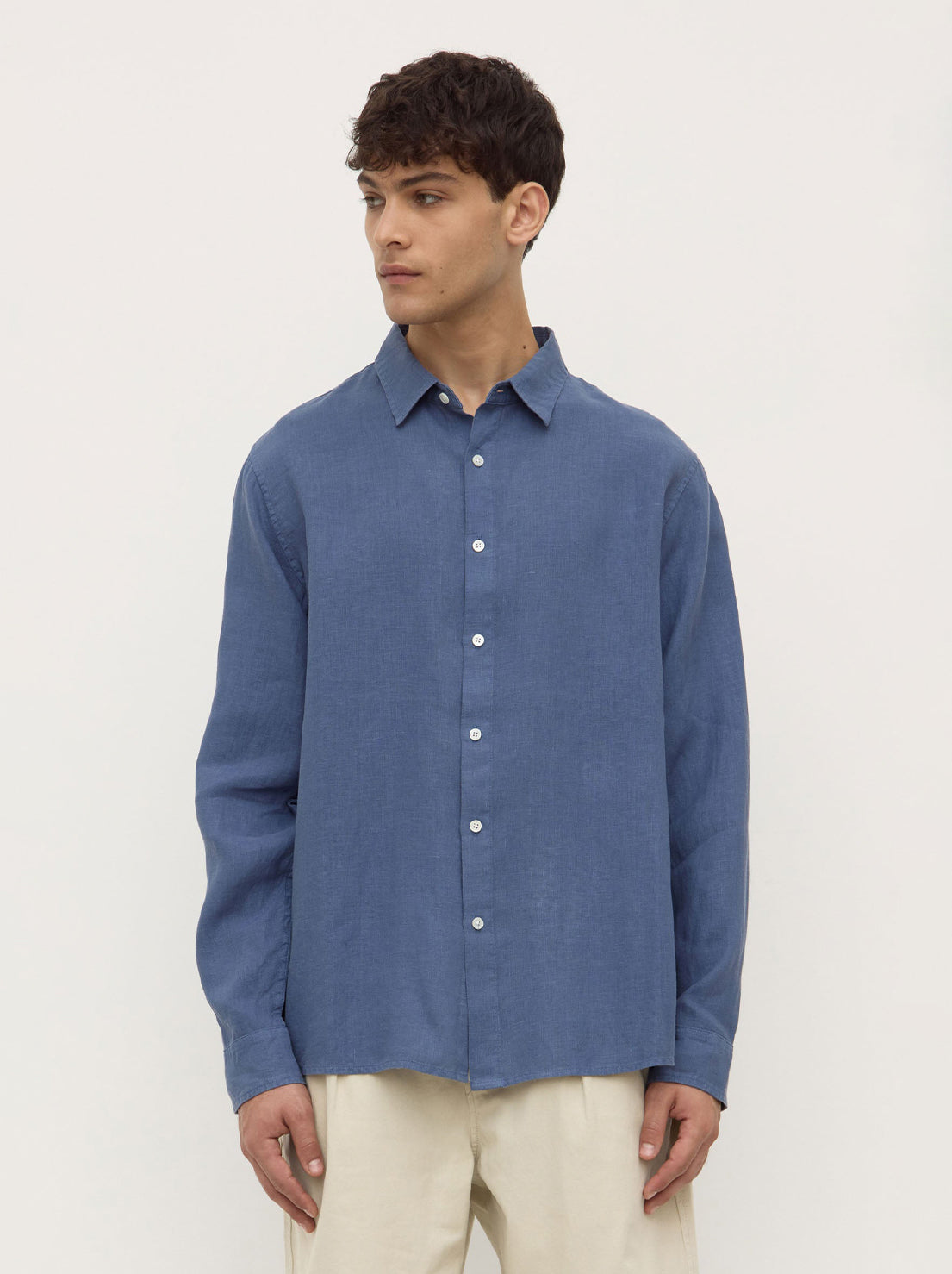 Assembly - Everyday Mens Linen LS Shirt - Ocean