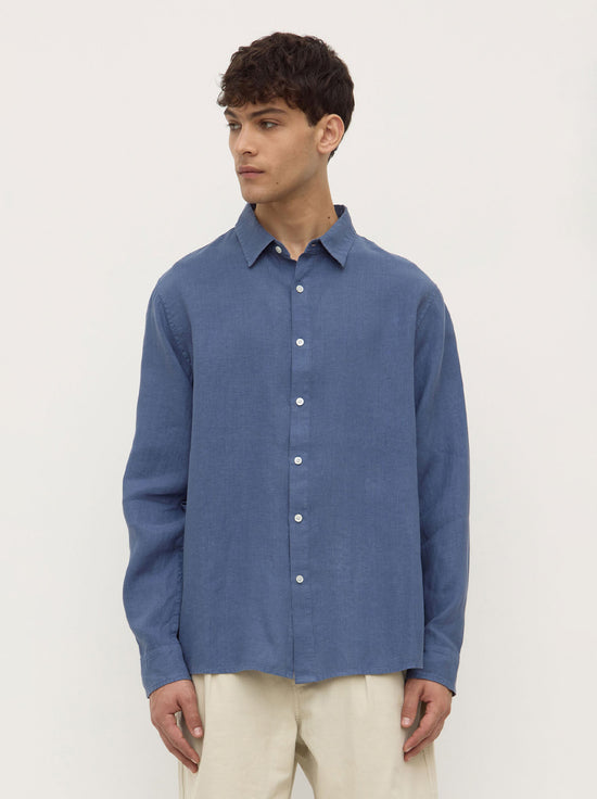 Assembly - Everyday Mens Linen LS Shirt - Ocean