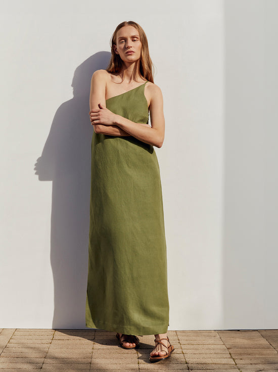 Assembly - Farriday Linen Silk Asymmetric Midi Dress - Pandan