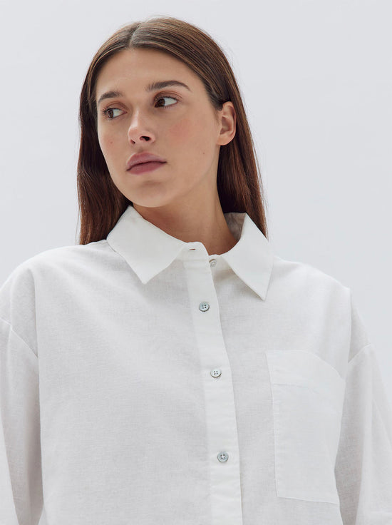 Assembly - Grace Linen Blend Long Sleeve Shirt - White
