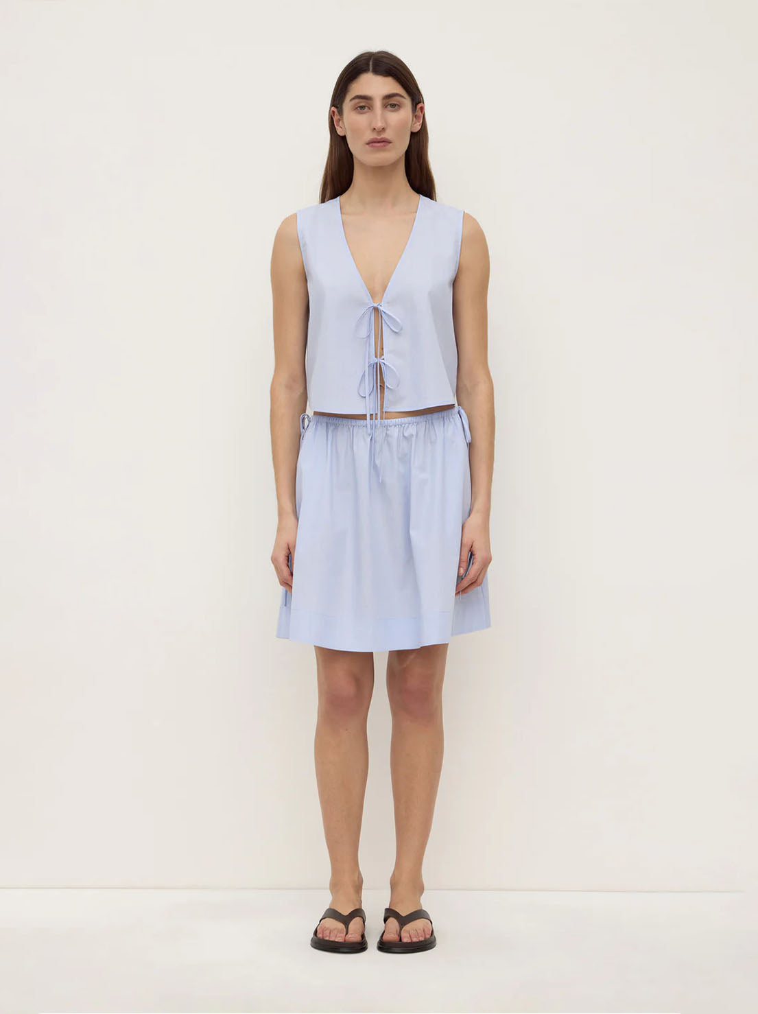 Assembly - Havana Stripe Poplin Skirt - Blue/White Stripe