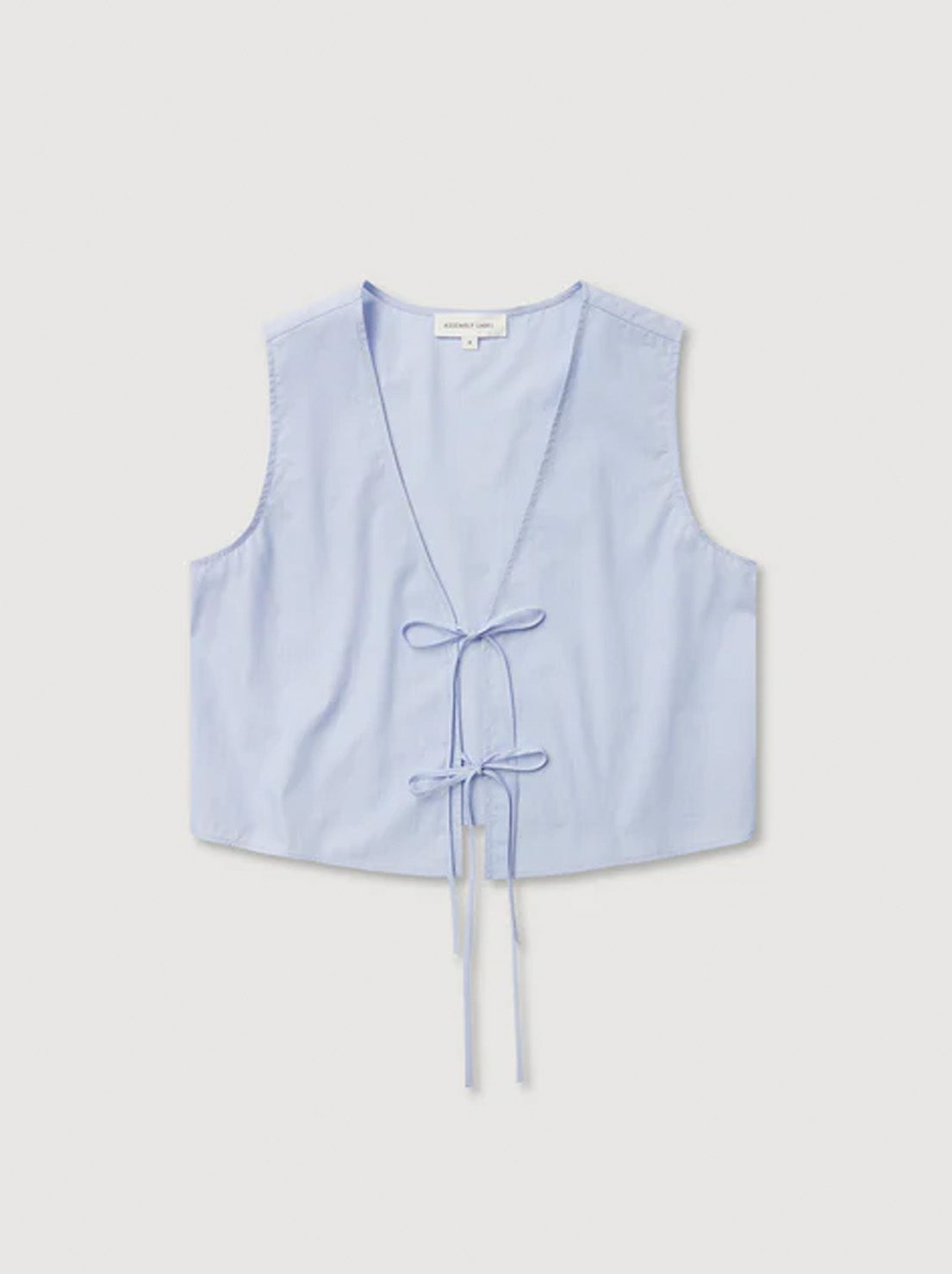 Assembly - Havana Stripe Poplin Tie Front Top - Blue/White Stripe