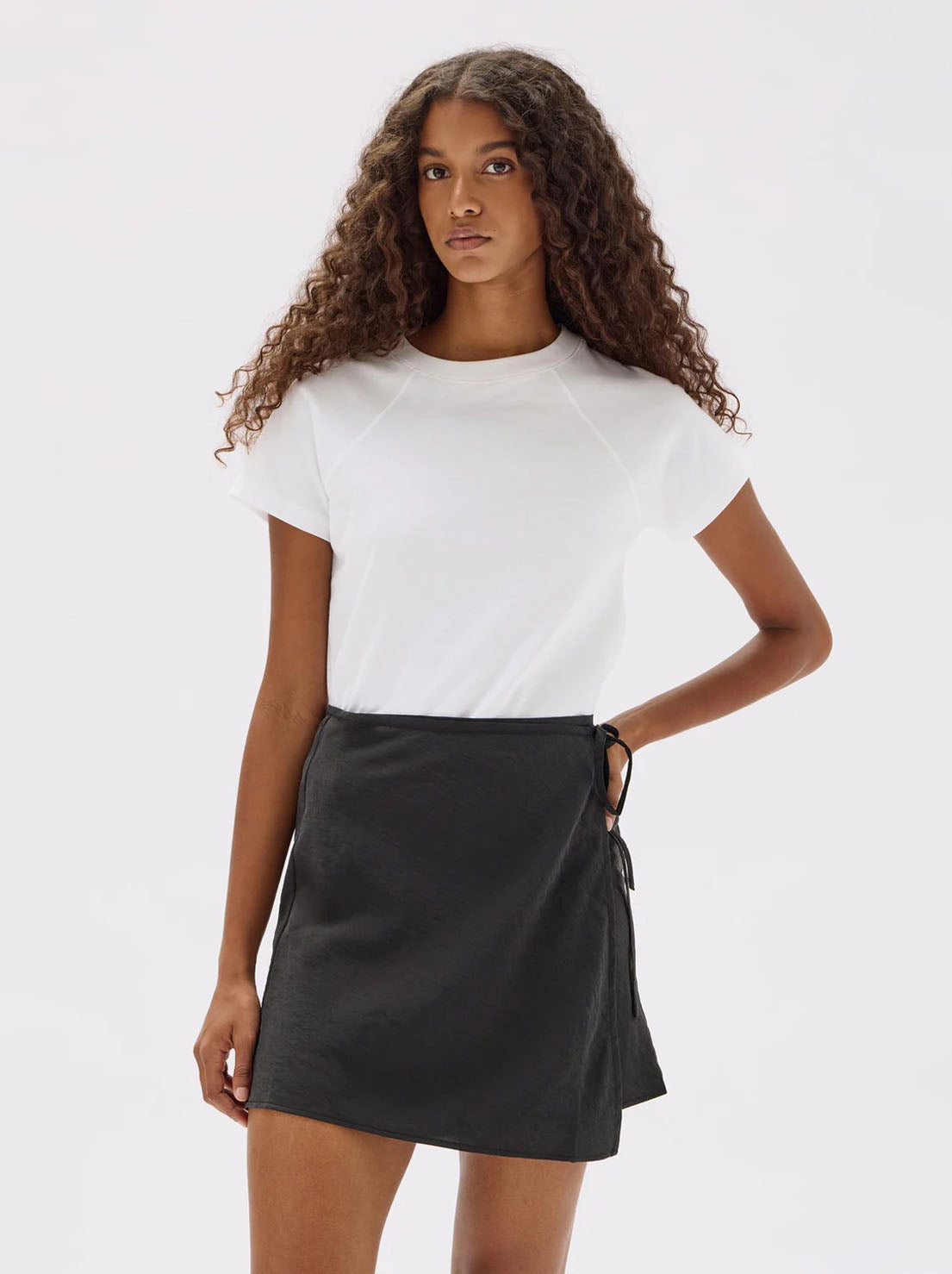 Assembly - Heather Silk Blend Wrap Mini Skirt - Black