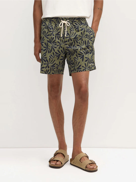 Assembly - Hibiscus Print Swim Short - Pandan / Navy