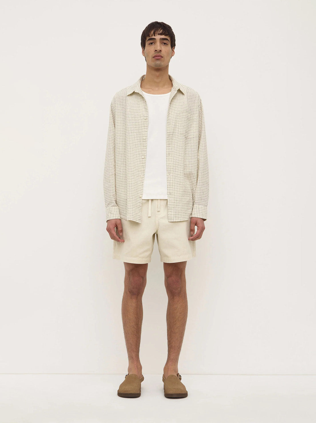 Assembly - Jasper Check Long Sleeve Shirt - Cream / Black Check