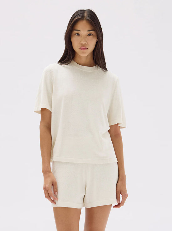 Assembly - June Silk Knit Short Sleeve Tee - Cream