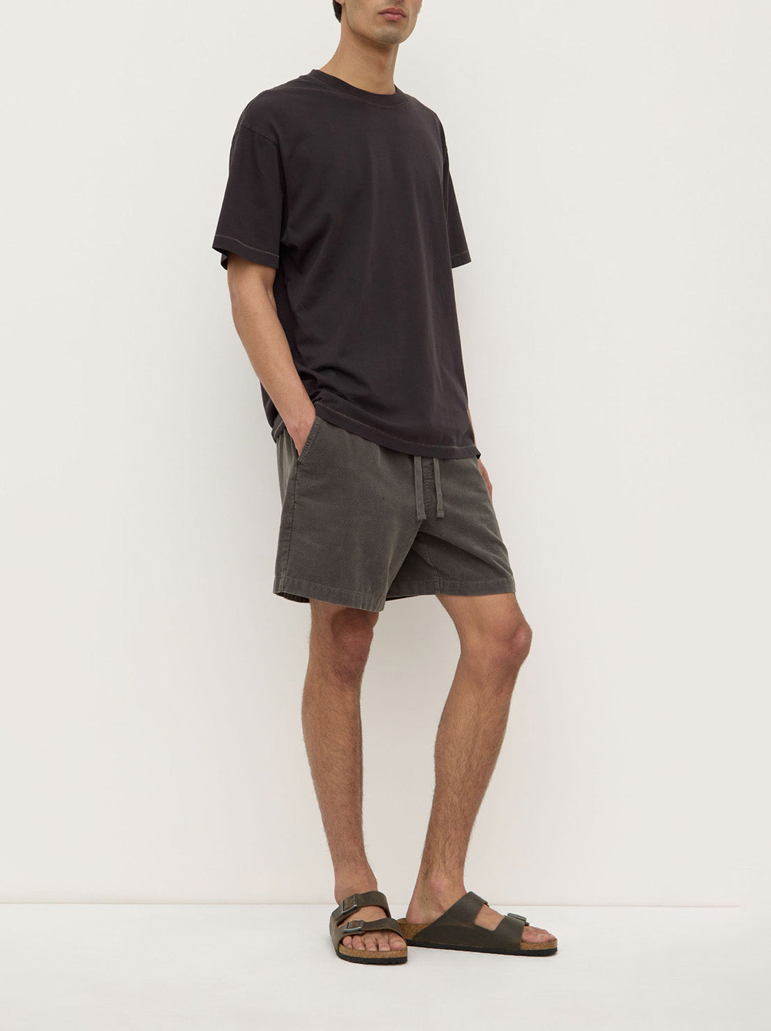 Assembly - Kit Contrast Stitch Tee - Washed Black/Putty