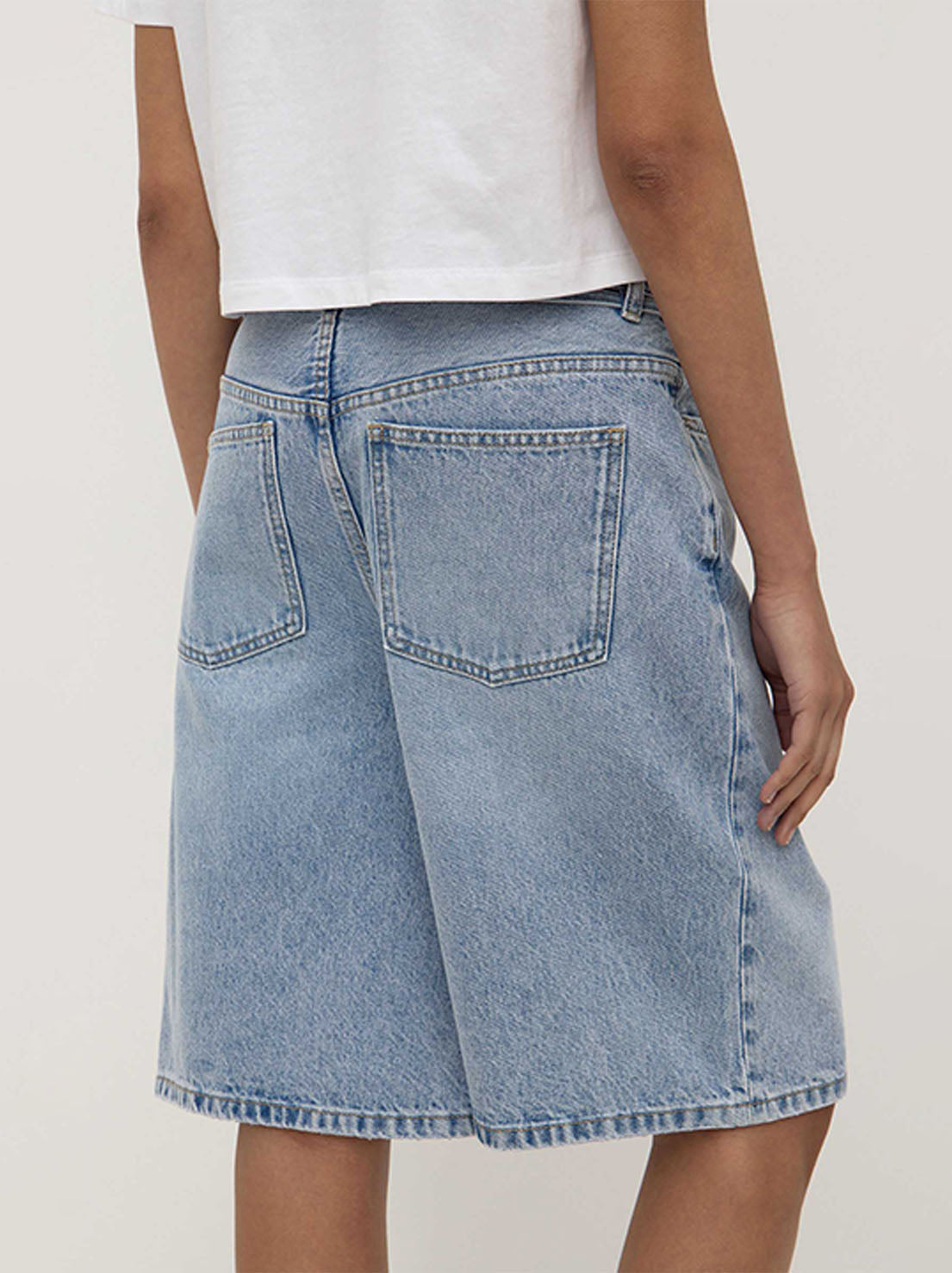 Assembly - Loose Fit Long Denim Short - Mid Stone Wash