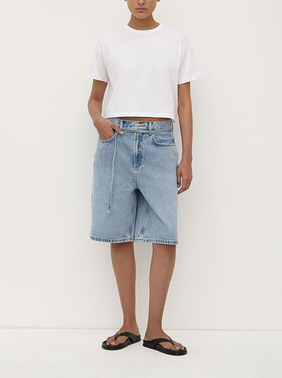 Assembly - Loose Fit Long Denim Short - Mid Stone Wash