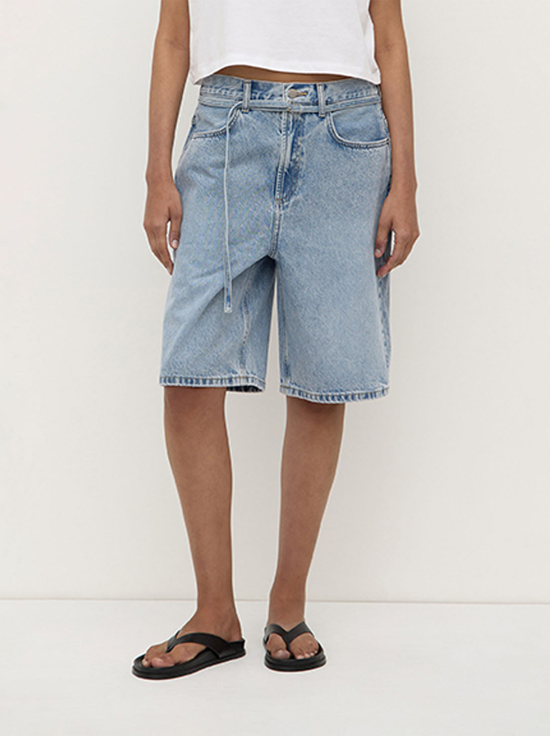 Assembly - Loose Fit Long Denim Short - Mid Stone Wash