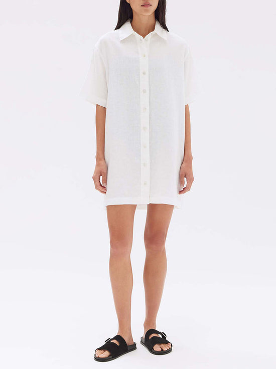 Assembly - Louise Linen Mini Shirt Dress - White