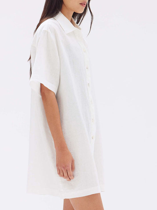 Assembly - Louise Linen Mini Shirt Dress - White