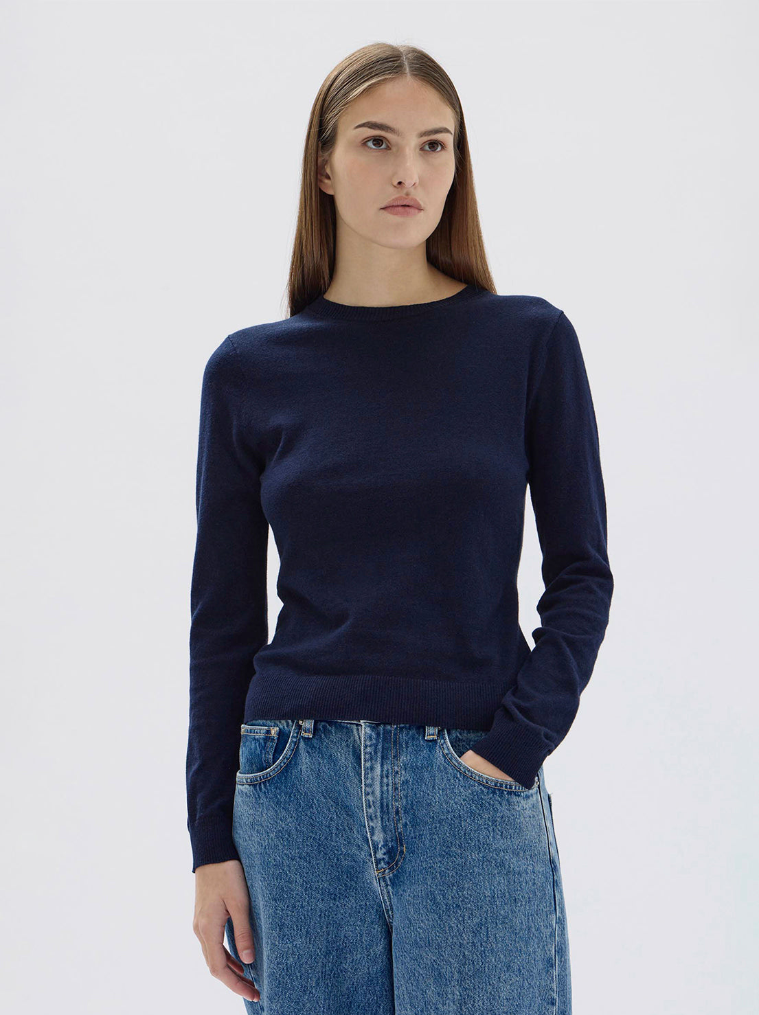 Assembly - Maddy Light Weight Cotton Cashmere Top - Ink