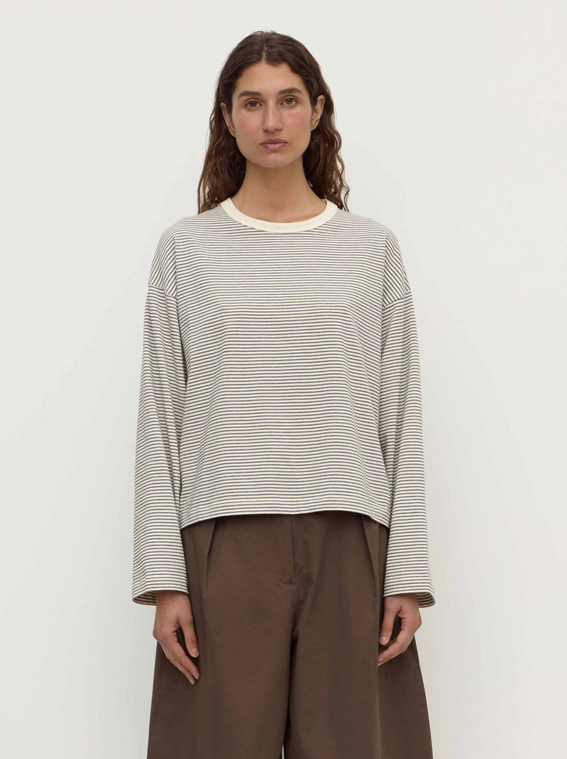 Assembly Label - Malone Stripe Wide Sleeve Tee - Cream/Black