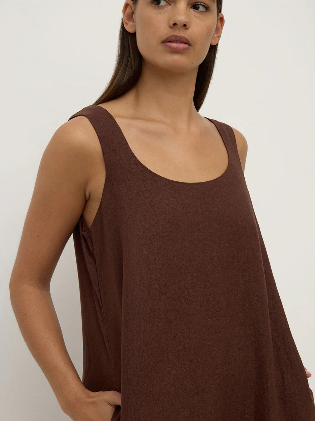 Assembly - Maree Linen Midi Dress - Espresso