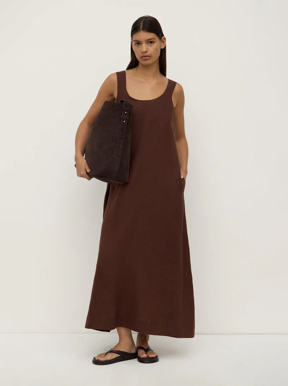 Assembly - Maree Linen Midi Dress - Espresso