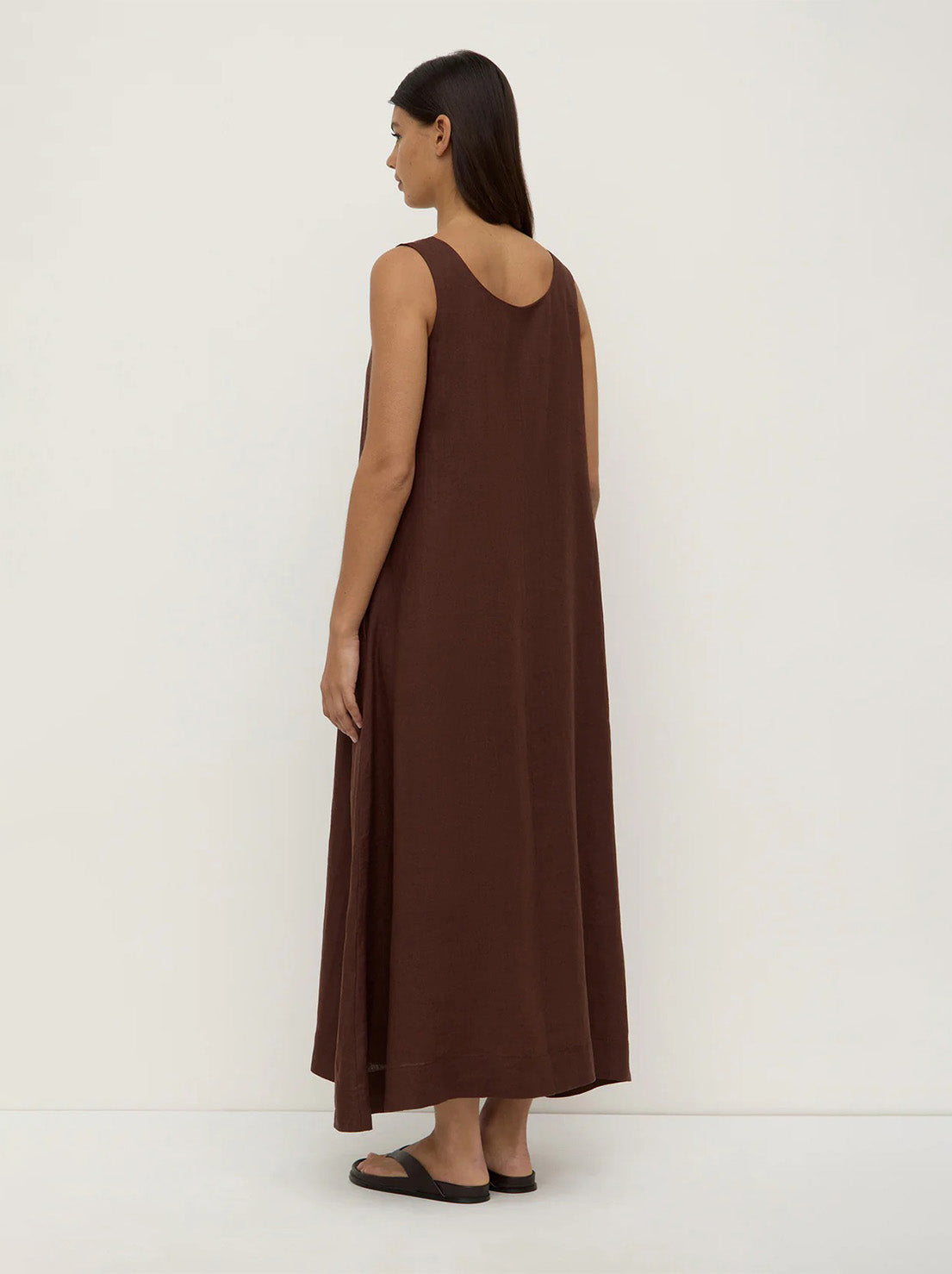 Assembly - Maree Linen Midi Dress - Espresso