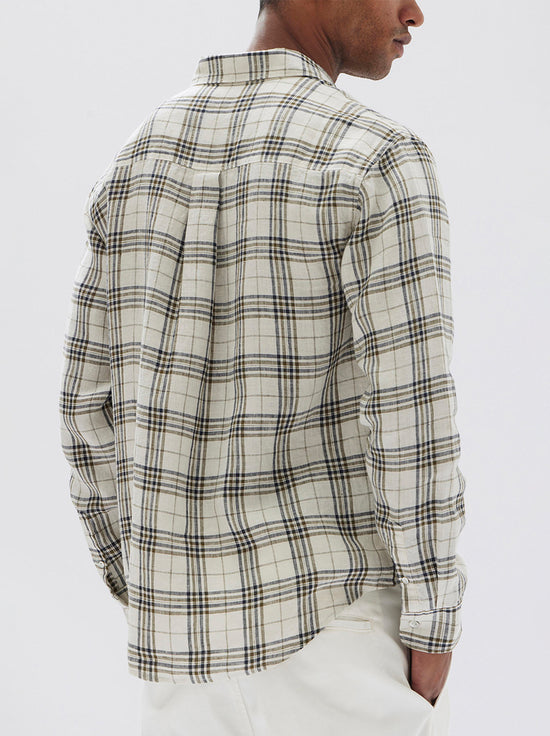 Assembly - Mercer Linen Check Long Sleeve Shirt - Limestone/Military Check