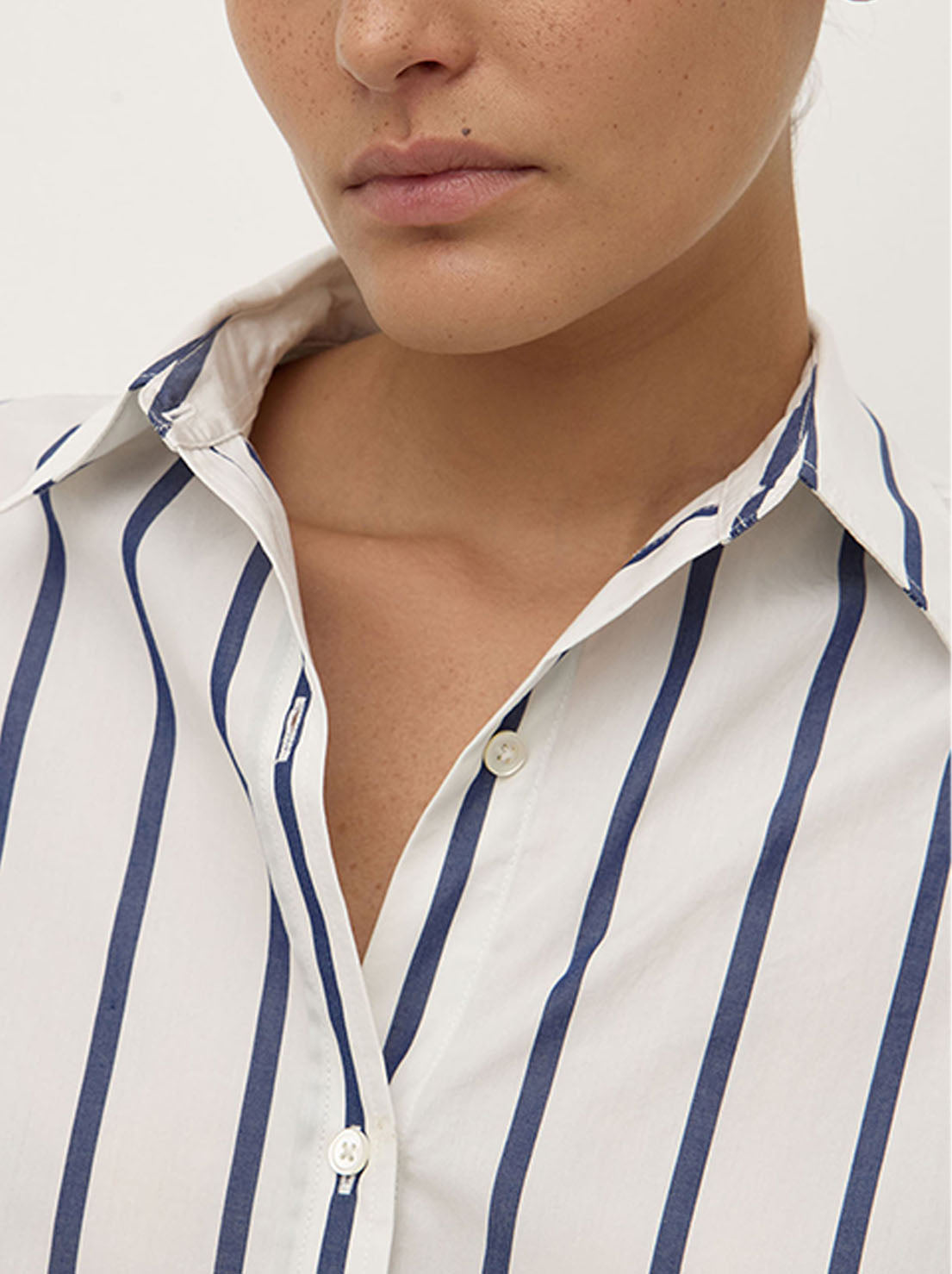 Assembly - Nara Stripe Long Sleeve Shirt - White / True Navy