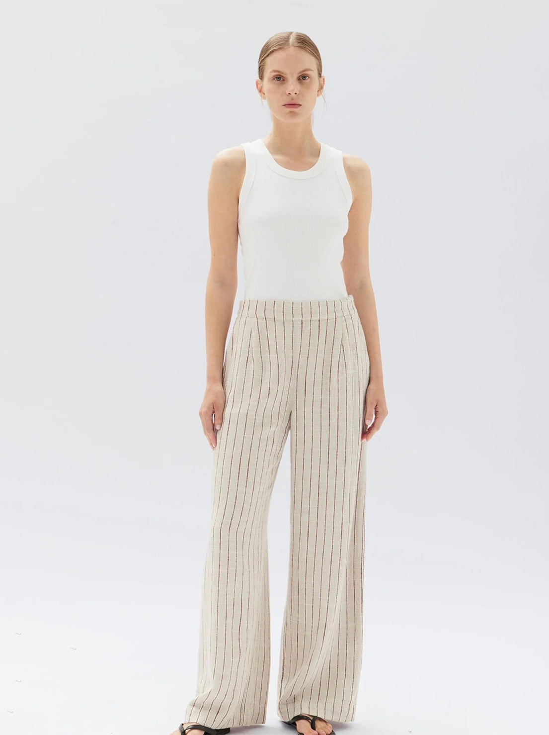 Load image into Gallery viewer, Assembly - Neva Stripe Linen Trouser - Oat Stripe
