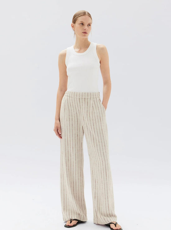 Assembly - Neva Stripe Linen Trouser - Oat Stripe