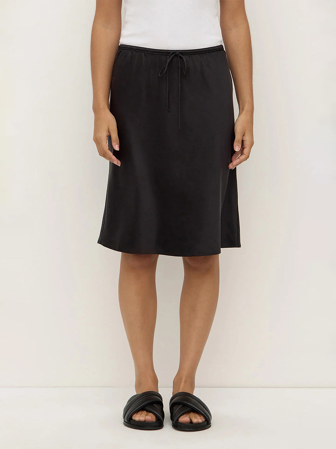 Assembly - Pippa Silk Knee Length Skirt - Black