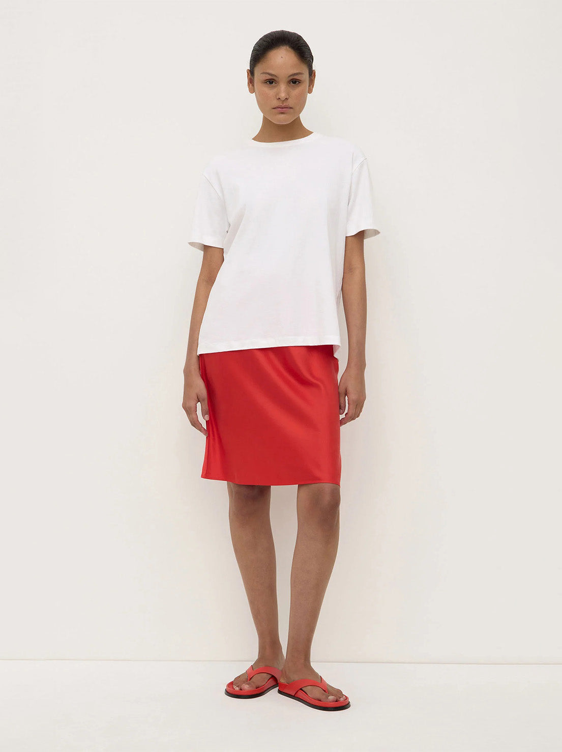 Assembly - Pippa Silk Knee Length Skirt - Chilli