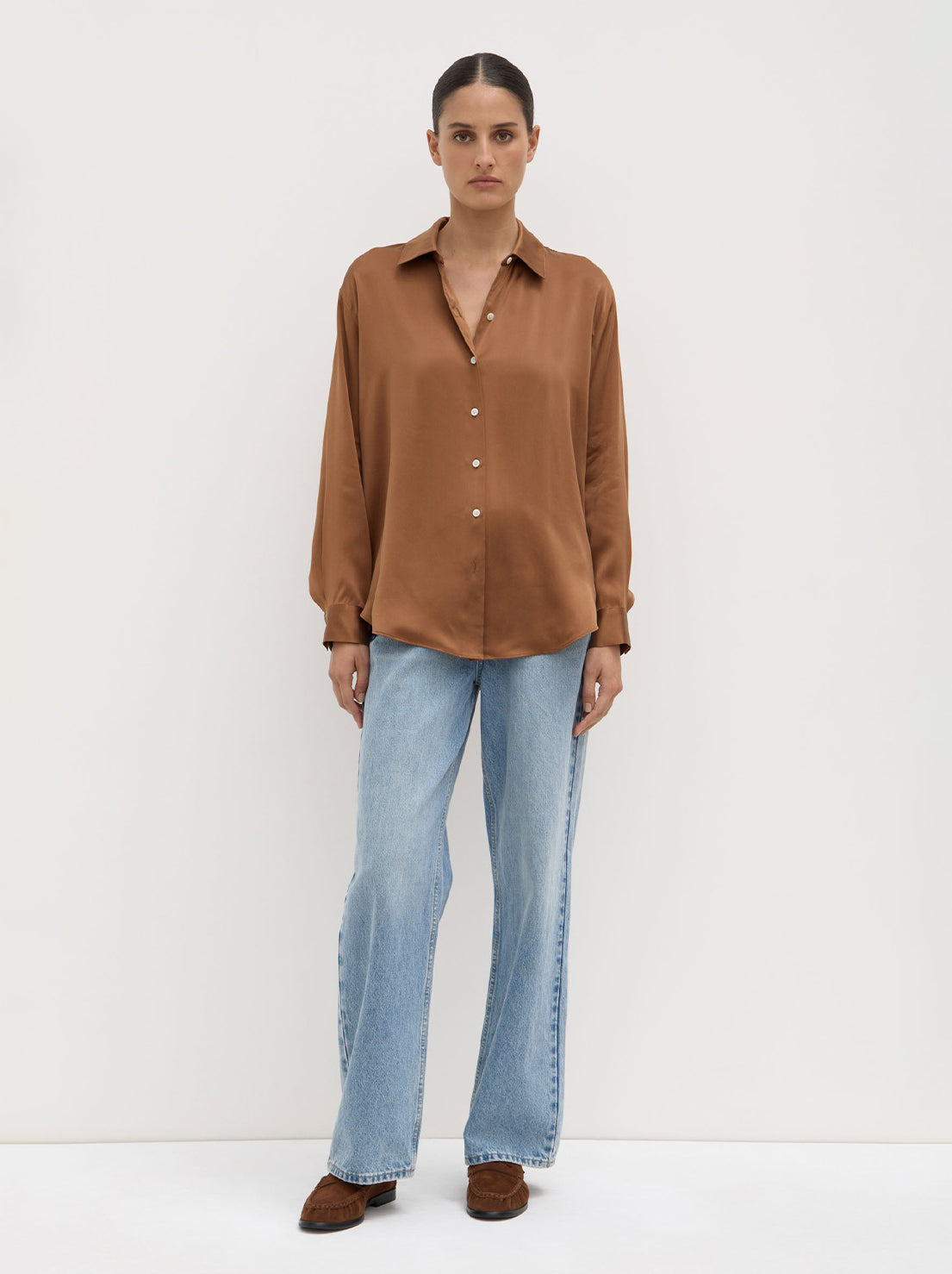 Assembly - Pippa Silk Long Sleeve Shirt - Bronze