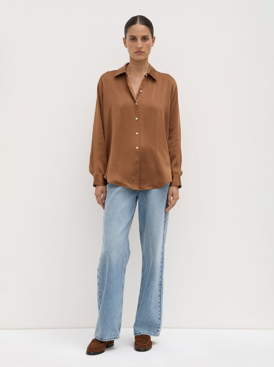 Assembly - Pippa Silk Long Sleeve Shirt - Bronze