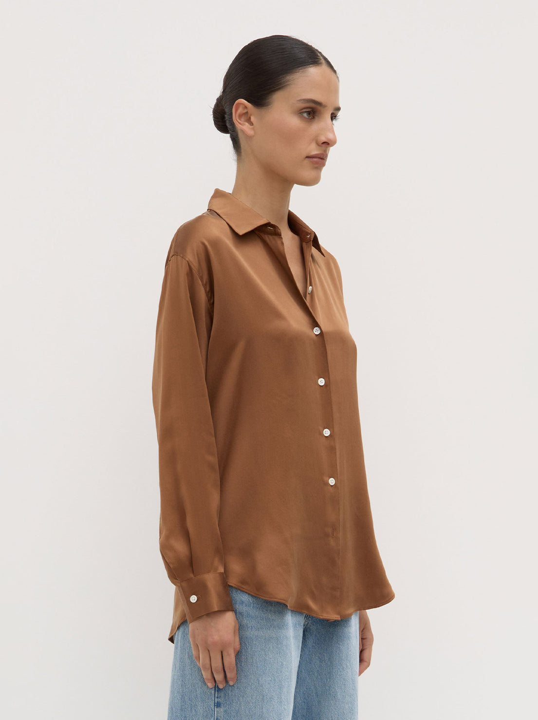 Assembly - Pippa Silk Long Sleeve Shirt - Bronze