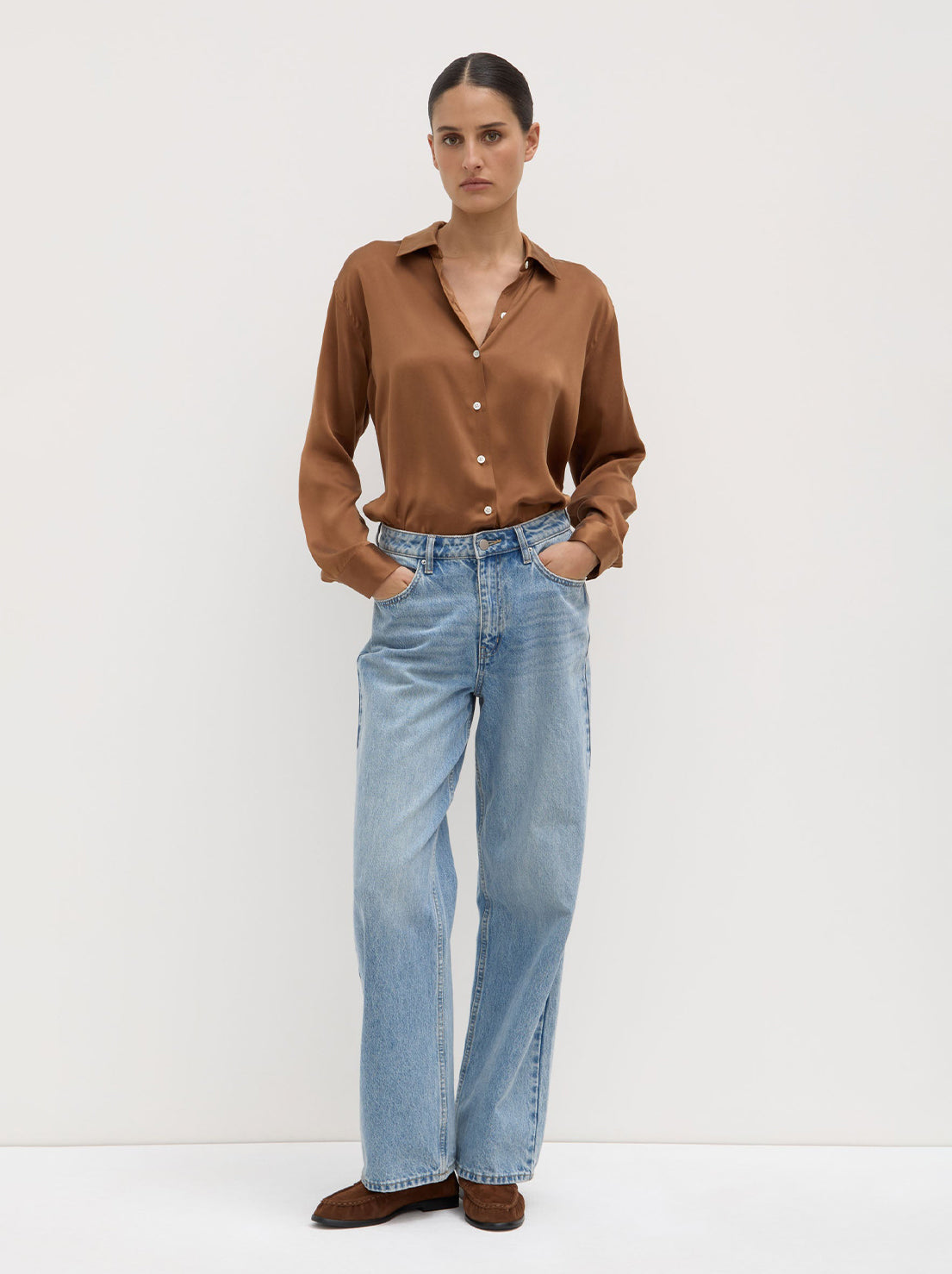 Assembly - Pippa Silk Long Sleeve Shirt - Bronze