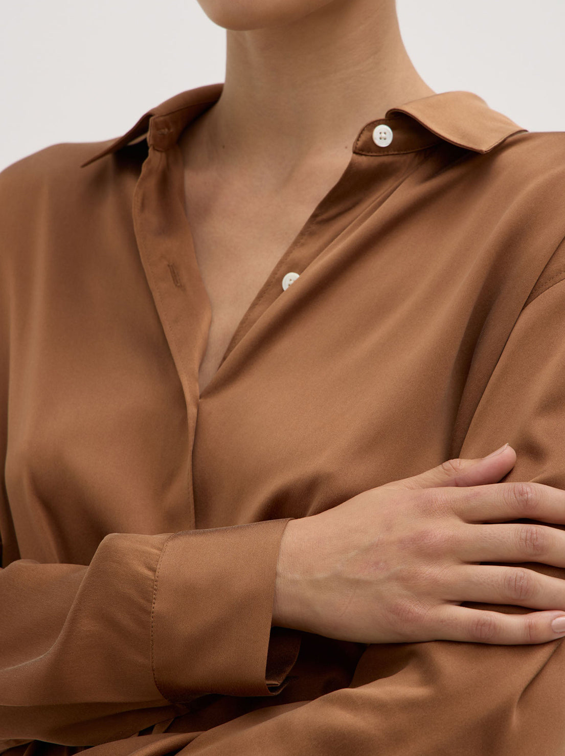 Assembly - Pippa Silk Long Sleeve Shirt - Bronze