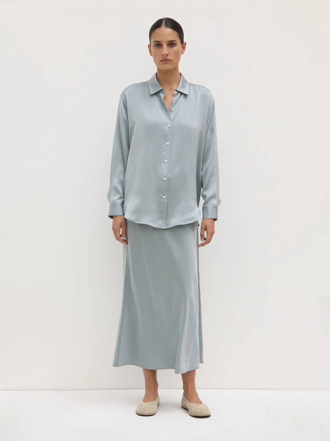 Assembly - Pippa Silk Long Sleeve Shirt - Cloud