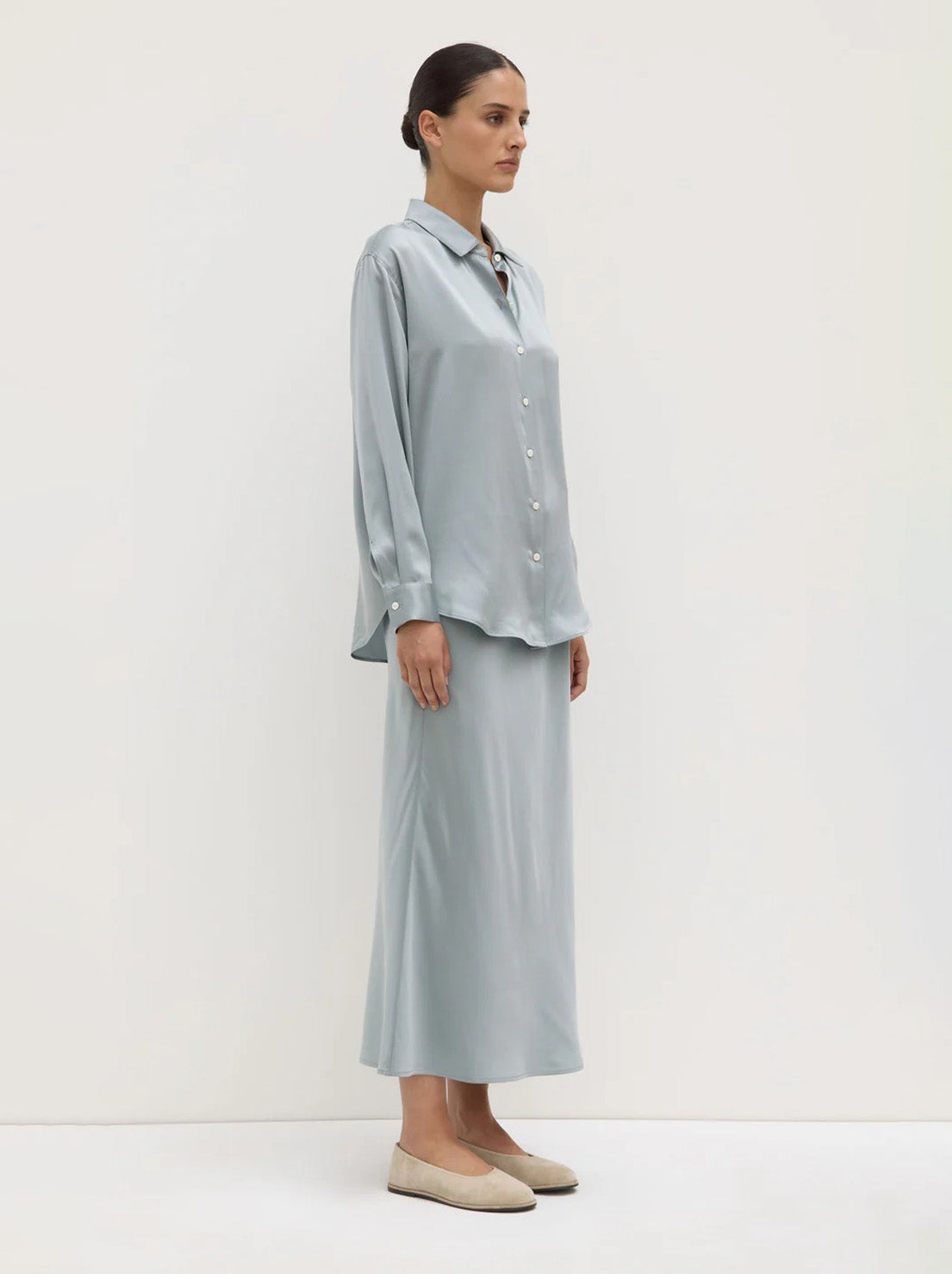 Assembly - Pippa Silk Long Sleeve Shirt - Cloud