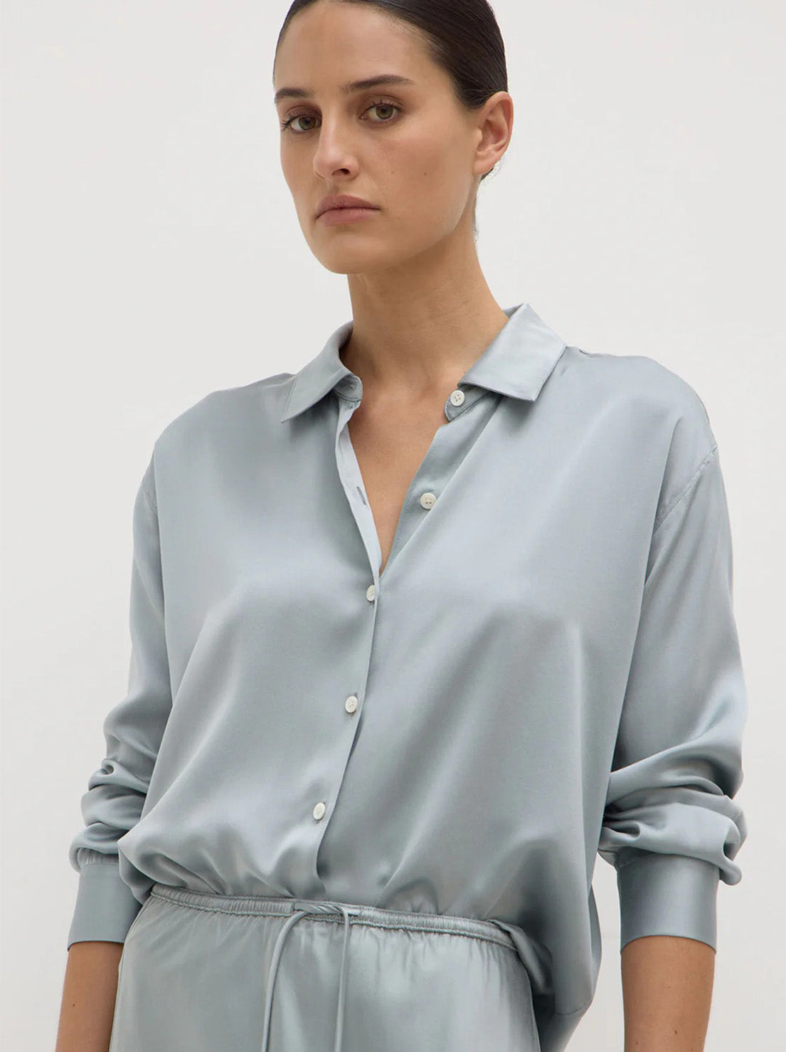 Assembly - Pippa Silk Long Sleeve Shirt - Cloud