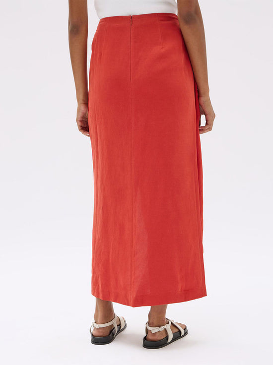 Assembly - Reese Silk Linen Tie Skirt -  Papaya