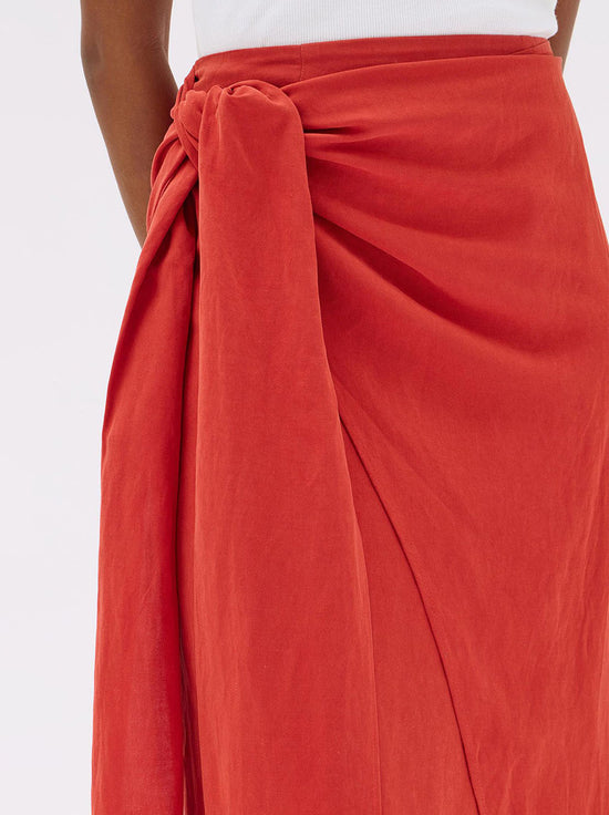 Assembly - Reese Silk Linen Tie Skirt -  Papaya