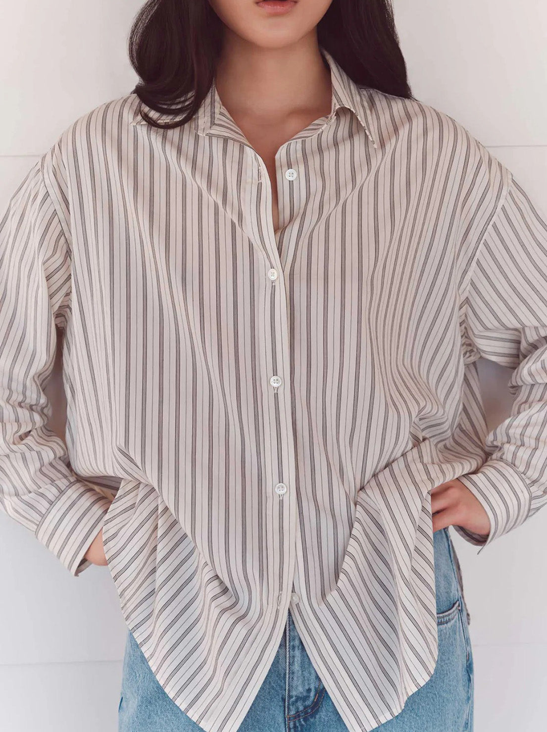 Assembly - Ria Stripe Long Sleeve Shirt - Cream/Smoke