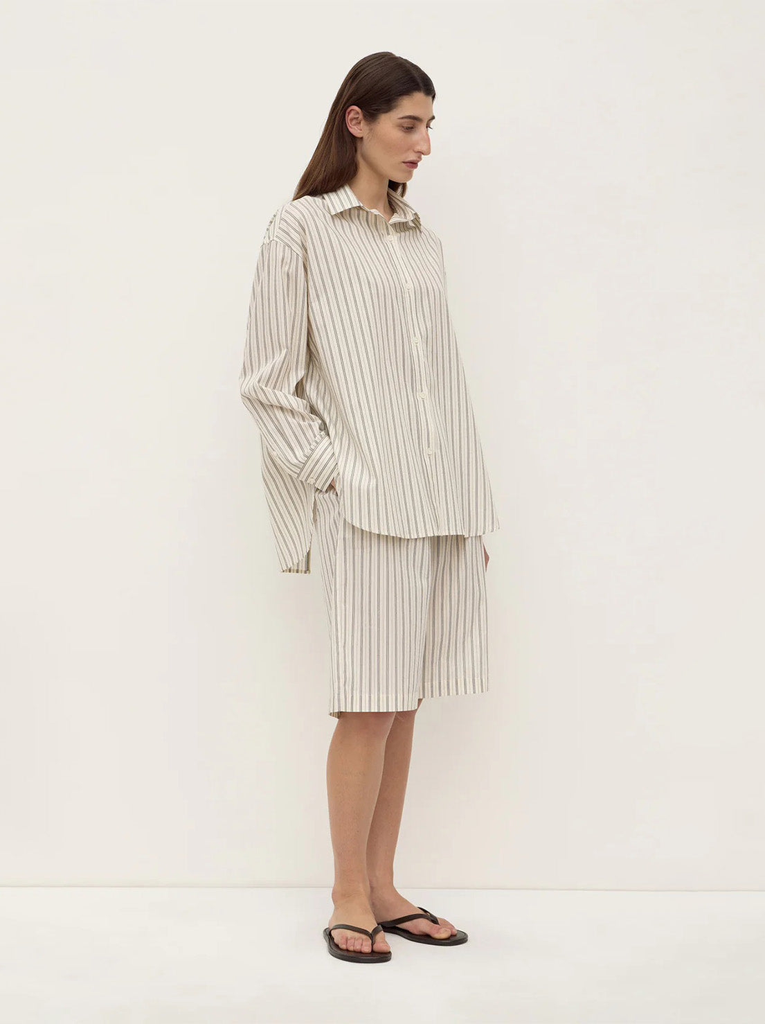 Assembly - Ria Stripe Long Sleeve Shirt - Cream/Smoke
