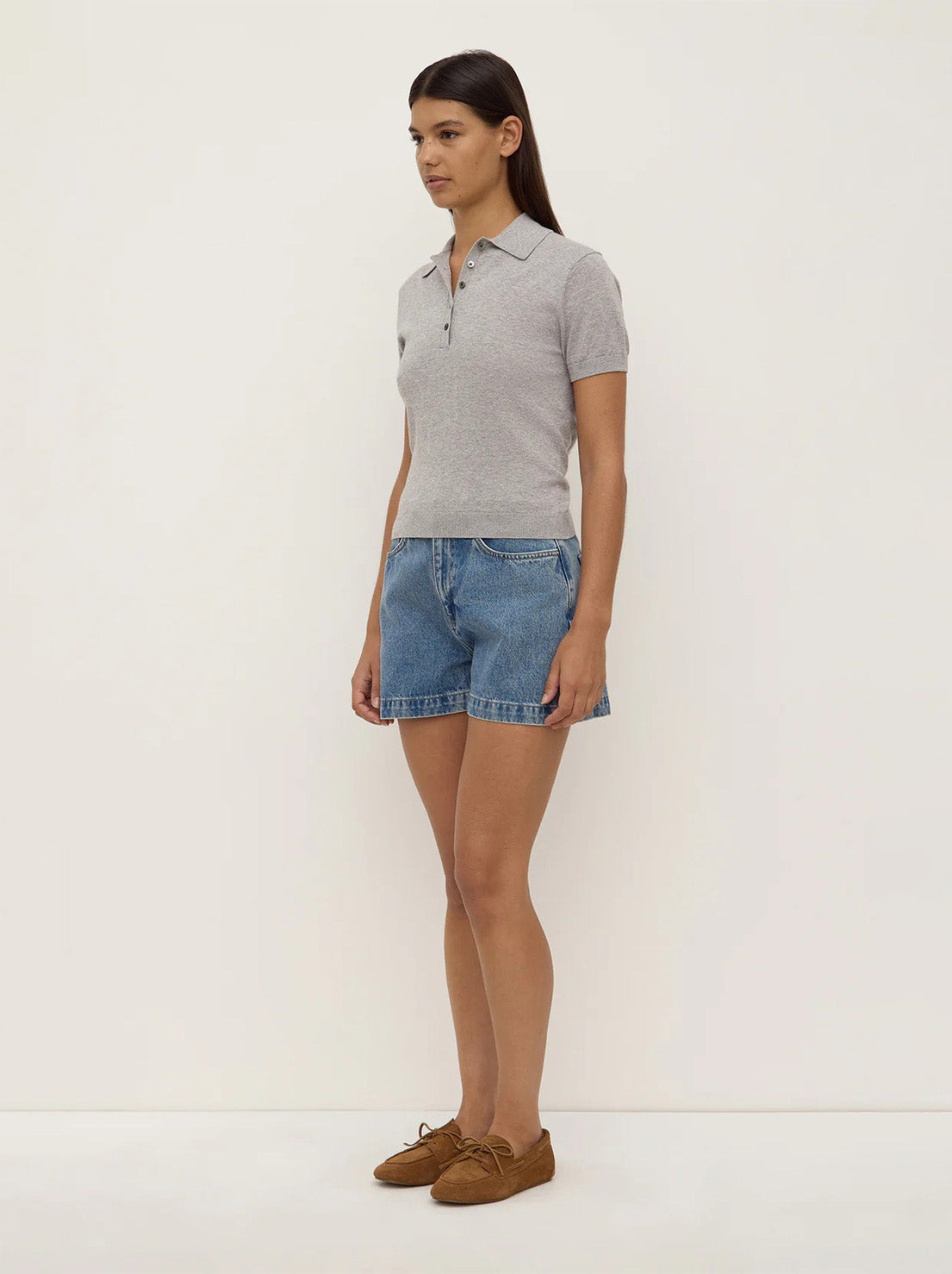 Assembly - Sloane Cotton Cashmere Polo - Grey Marle
