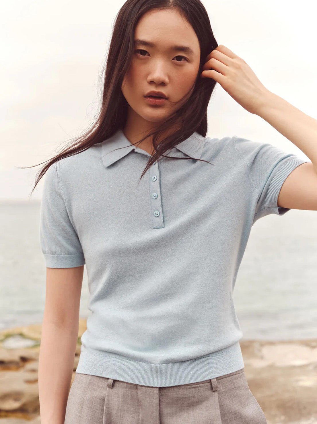 Assembly - Sloane Cotton Cashmere Polo - Salt