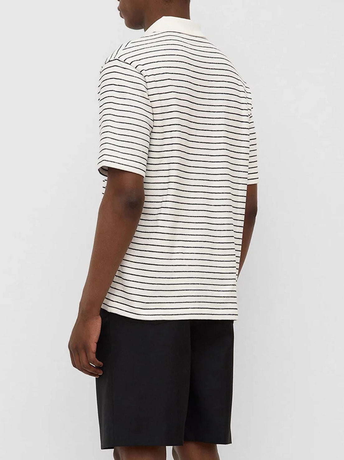 Assembly - Volley Stripe Short Sleeve Polo Shirt - Antique White/True Navy