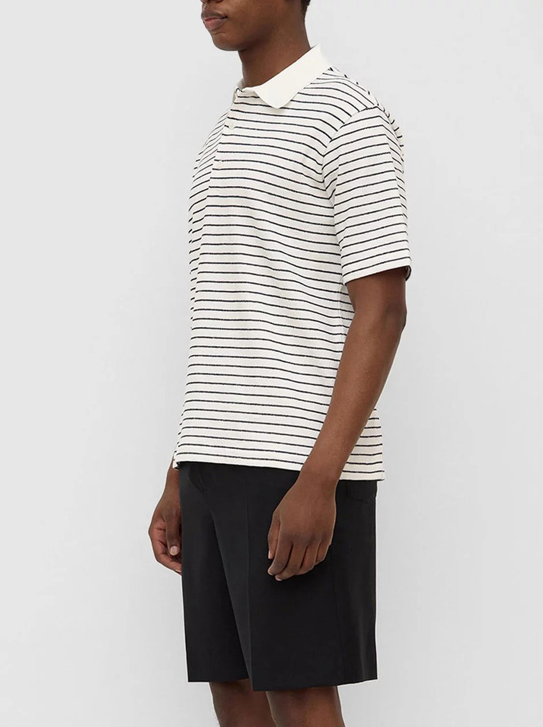 Assembly - Volley Stripe Short Sleeve Polo Shirt - Antique White/True Navy