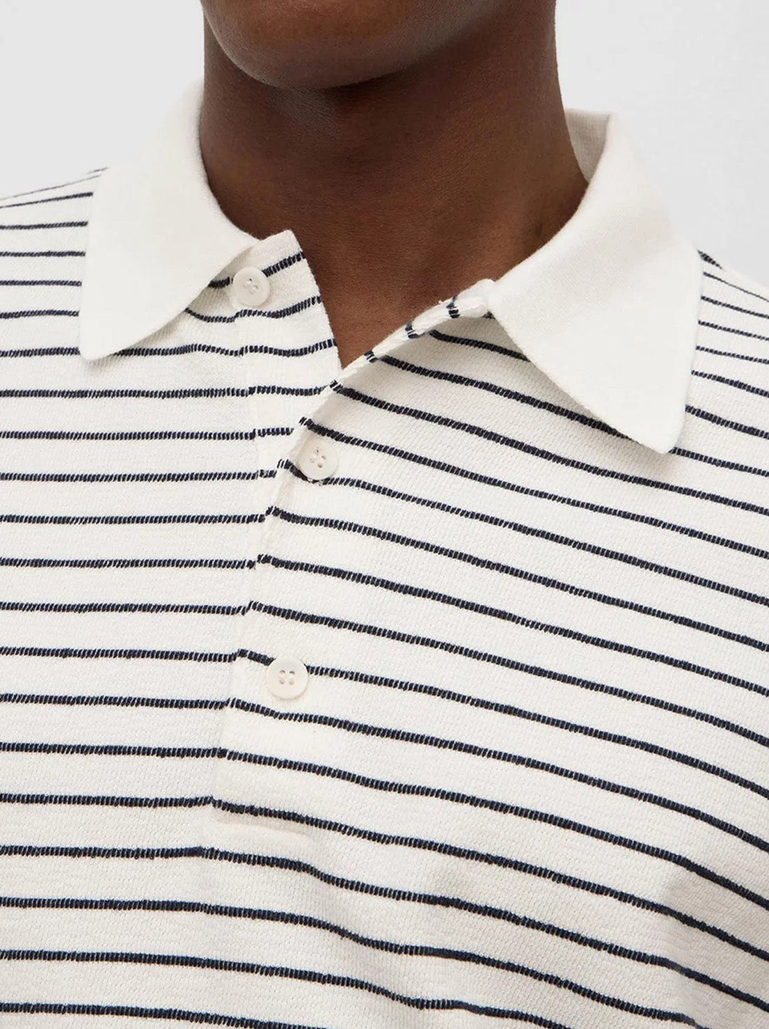 Assembly - Volley Stripe Short Sleeve Polo Shirt - Antique White/True Navy