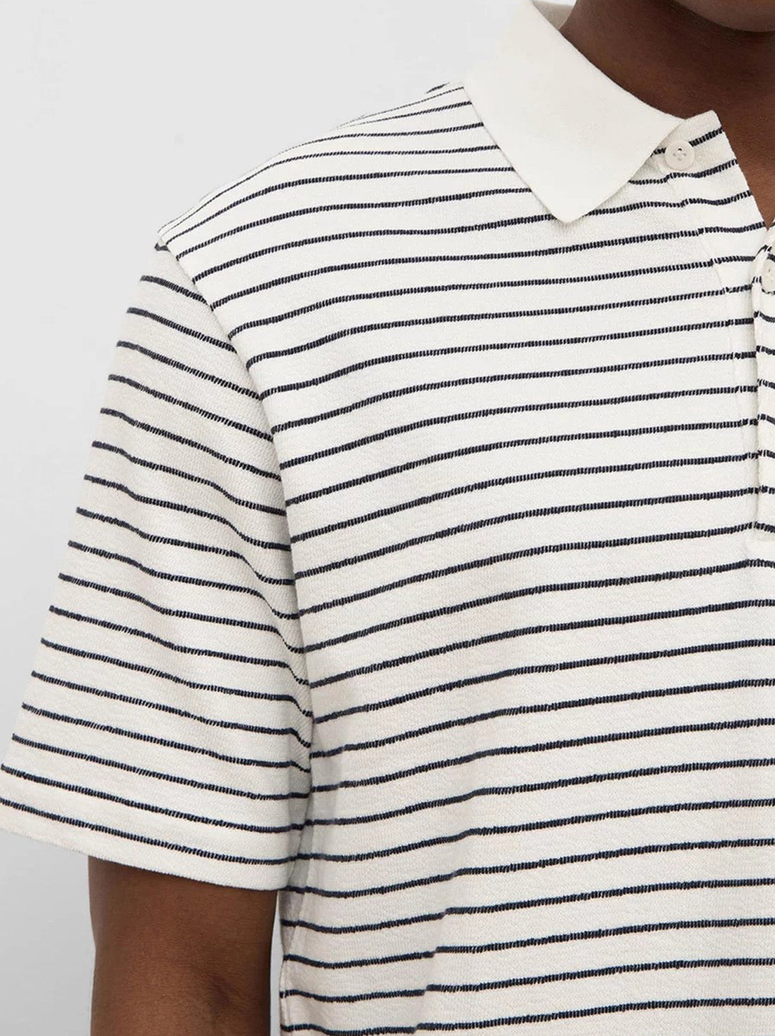 Assembly - Volley Stripe Short Sleeve Polo Shirt - Antique White/True Navy