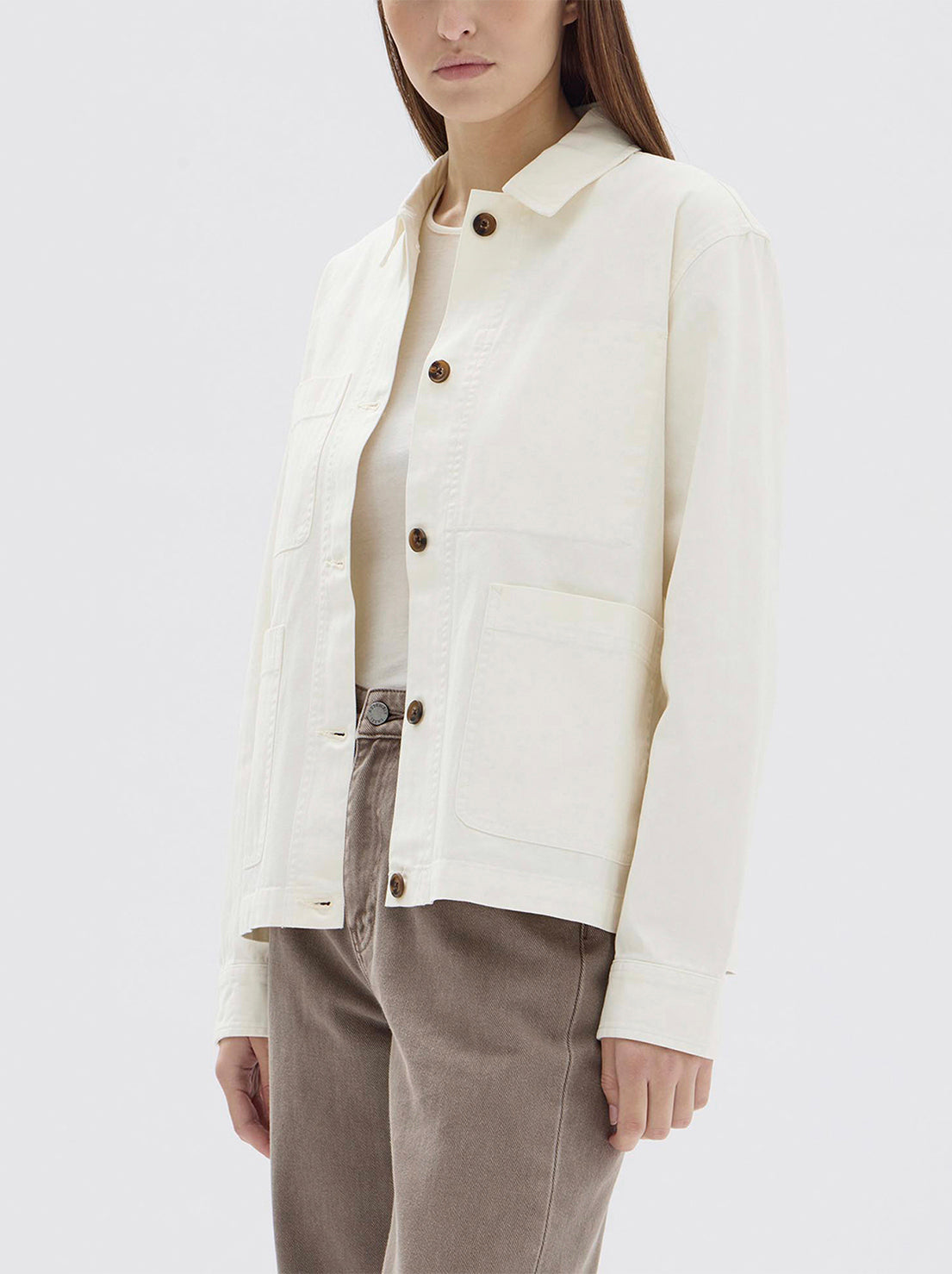 Assembly - Women's Herringbone Chore Jacket - Ecru