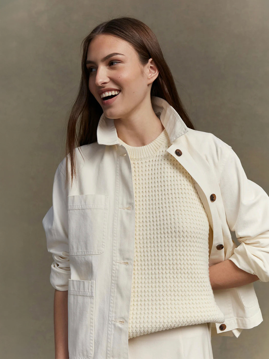 Assembly - Women's Herringbone Chore Jacket - Ecru