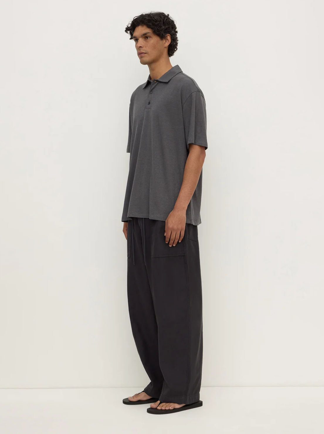 Assembly Label - Alonzo Knit Polo - Washed Charcoal