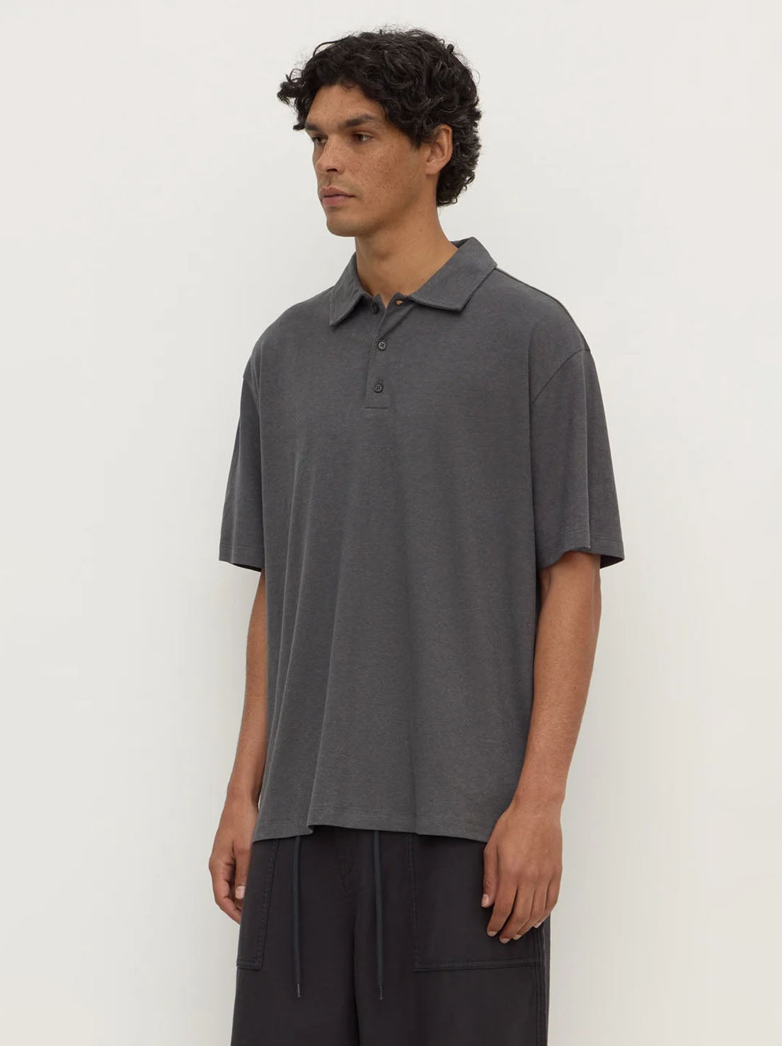 Assembly Label - Alonzo Knit Polo - Washed Charcoal